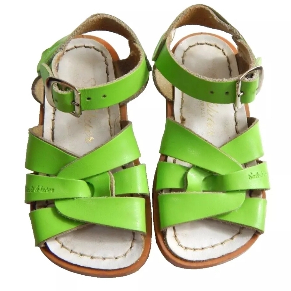 Saltwater Green Leather Sandals